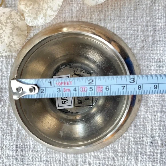 Pedestal Style Candle Holder or Trinket Dish Silver Plated Over 4” Wide - Picture 7 of 11